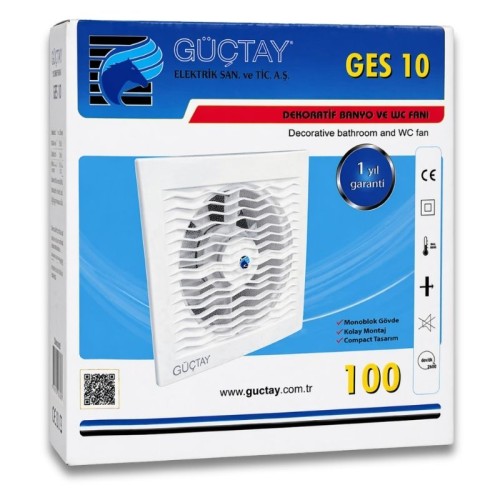 Güçtay Plastik Banyo Aspiratörü 10 Cm GES10