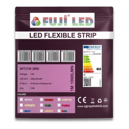 Fujiled 12V COB Şerit Led 4000K 288 Ledli