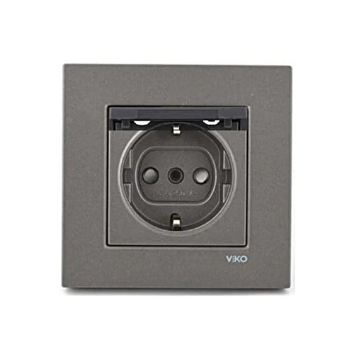 VIKO - Viko Novella Kapaklı Topraklı Priz Antrasit - Çerçevesiz