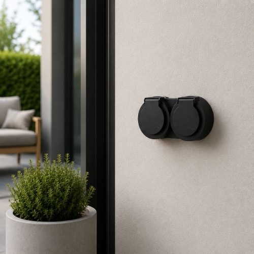 Ovivo Xone Nemliyer Antrasit Kapaklı Topraklı Priz + Kapaklı Topraklı Priz