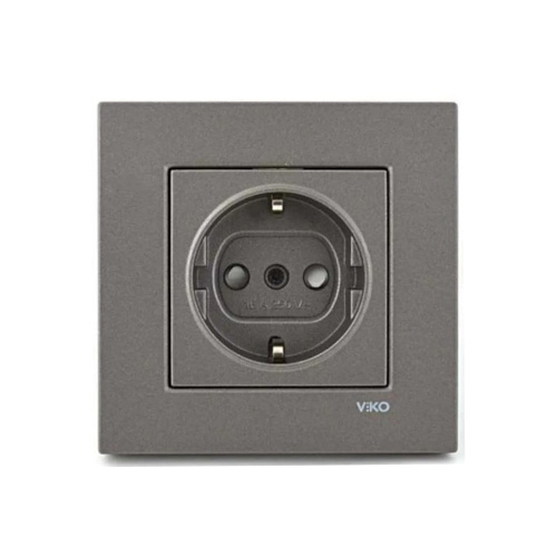 VIKO - Viko Novella Çocuk Korumalı Topraklı Priz Antrasit - Çerçevesiz