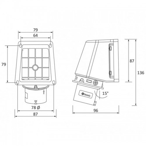 Bemis (Bc1-1403-2236) Cee Norm 3*16A 90 Eğik Duvar Fişi
