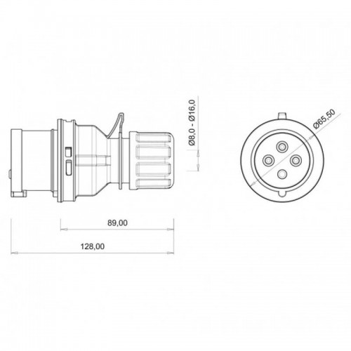 Bemis (Bc1-1504-2011) Cee Norm 4*16A Düz Fiş