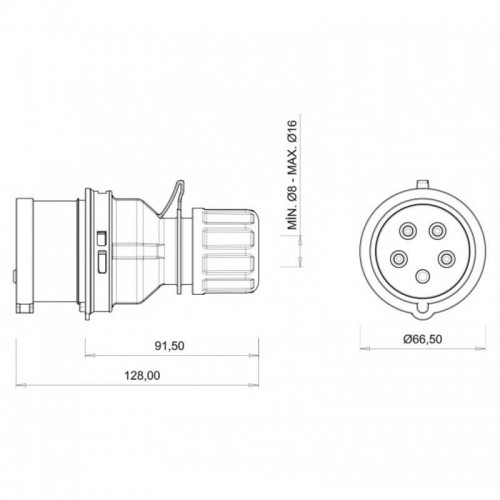 Bemis (Bc1-1505-2011) Cee Norm 5*16A Düz Fiş