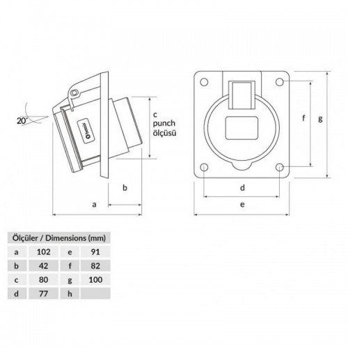 Bemis (Bc1-3504-2420) Cee Norm 4*32A 45 Eğik Makina Priz