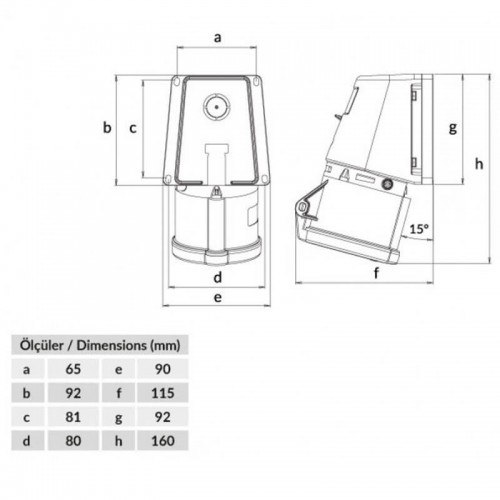 Bemis (Bc1-3505-2535) Cee Norm 5*32A 90 Eğik Duvar Priz