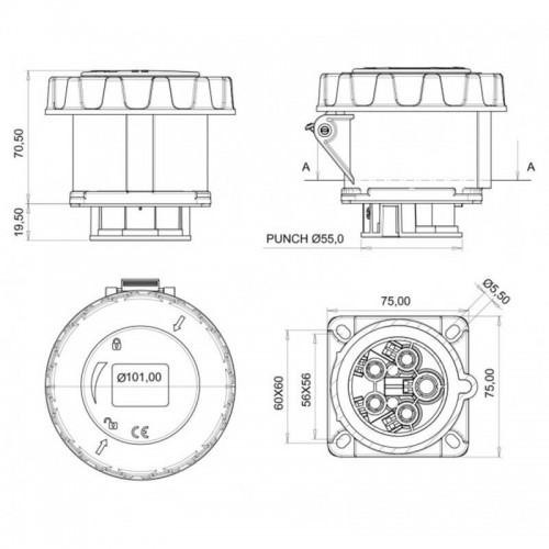 Bemis (Bc1-3505-7413) Cee Norm 5*32A Makina Priz