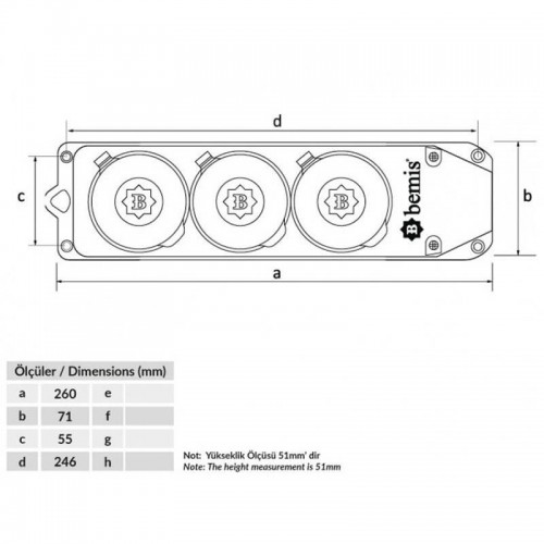 BYES BY10-310 3*25A 1 Adet 1*16A 2 Adet Üçlü Kauçuk Grup Priz