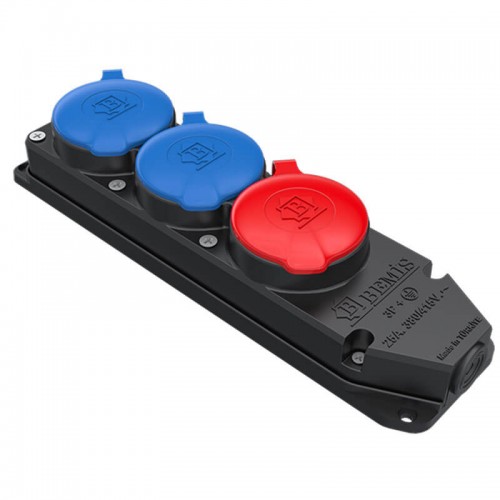 BEMIS - BYES BY10-310 3*25A 1 Adet 1*16A 2 Adet Üçlü Kauçuk Grup Priz