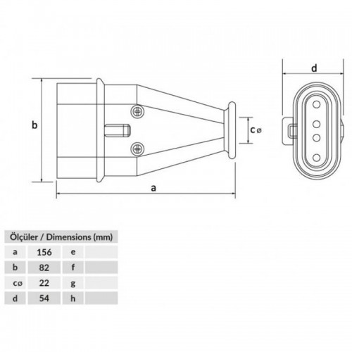 BYES BY10-221 25/40A Yassı Düz Fiş