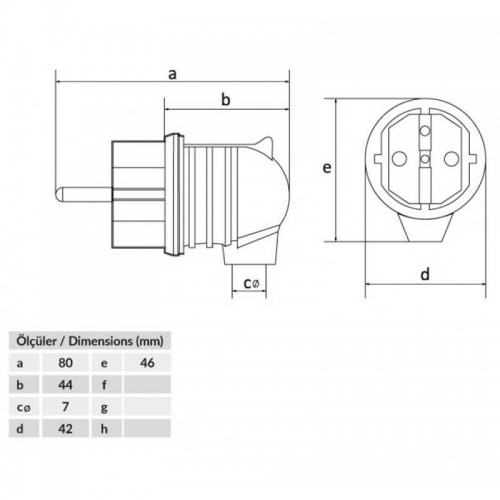 Bemis (By2-1402-2022) Yeni 1/16A.220V Mavi Plastik Eğik Fiş