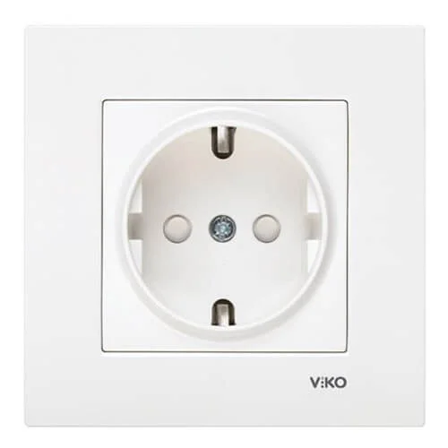 Viko Karre Çocuk Korumalı Topraklı Priz Beyaz - Çerçevesiz