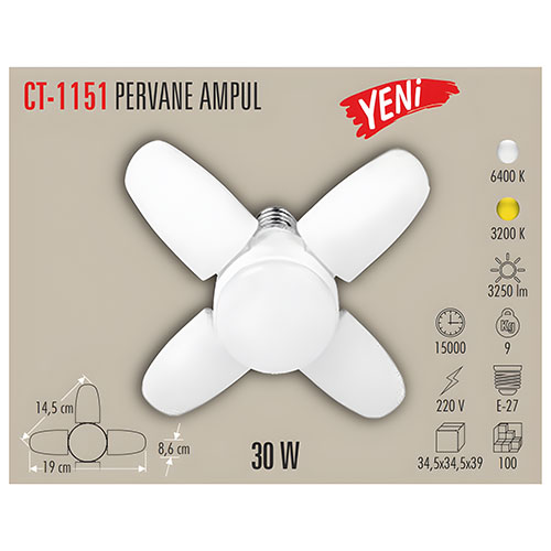 Cata Ct-1151 30W Pervane Ampul (Beyaz)