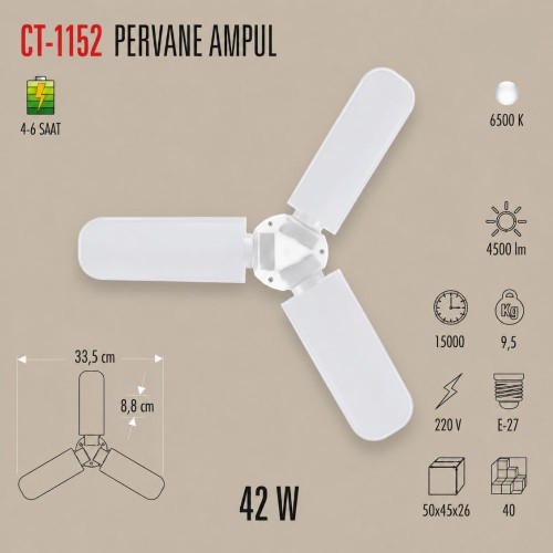 Cata CT-1152 42W Pervane Ampul Beyaz