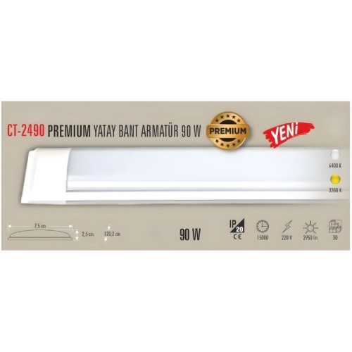 Cata Ct-2490 90W Yatay Bant Armatür / Beyaz