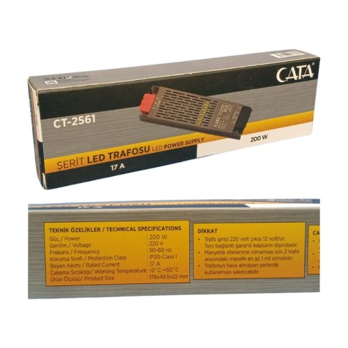 Cata Ct-2561 17 Amper 12V Slim Led Trafo