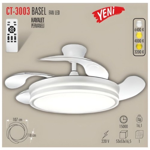 Cata Ct-3003 Basel Ledli Tavan Vantilatörü