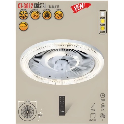 Cata Ct-3012 Kristal Led Tavan Armatür