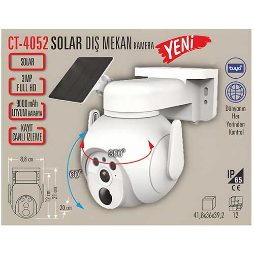 Cata Ct-4052 Solar Dış Mekan Kamera
