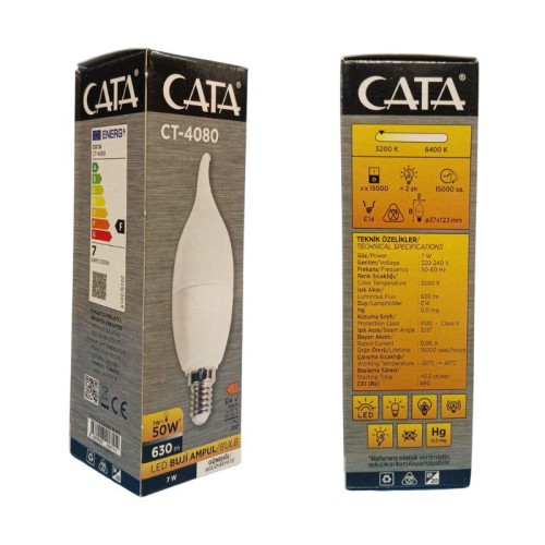 Cata Ct-4080 7W Ledli Kıvrık Buji Ampul / Günışığı