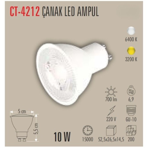 Cata Ct-4212 10W Gu-10 Led Ampul / Beyaz