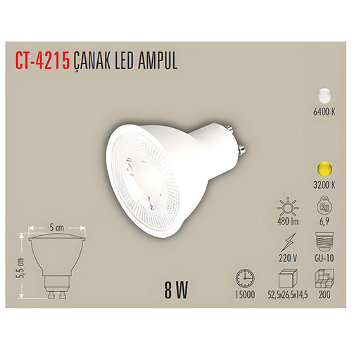 Cata Ct-4215 8W Led Çanak Ampul / Günışığı