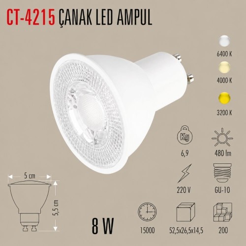 Cata Ct-4215 8W Led Çanak Ampul / Günışığı