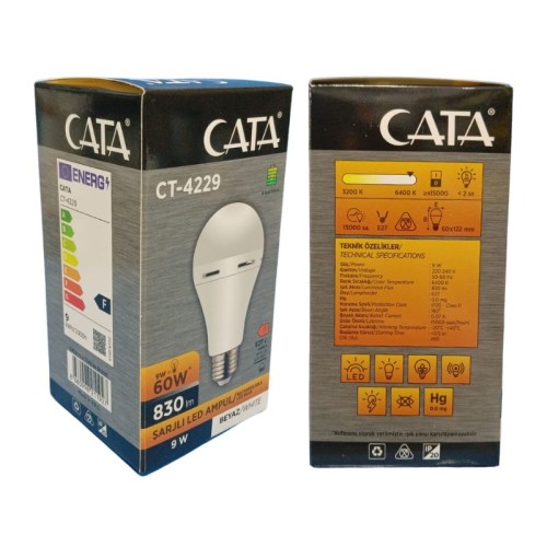 Cata Ct-4229 9W Şarjlı Led Ampul / Beyaz