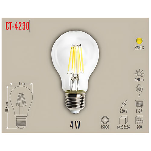 Cata Ct-4230 4W Edison Cop Led Ampul / Günışığı