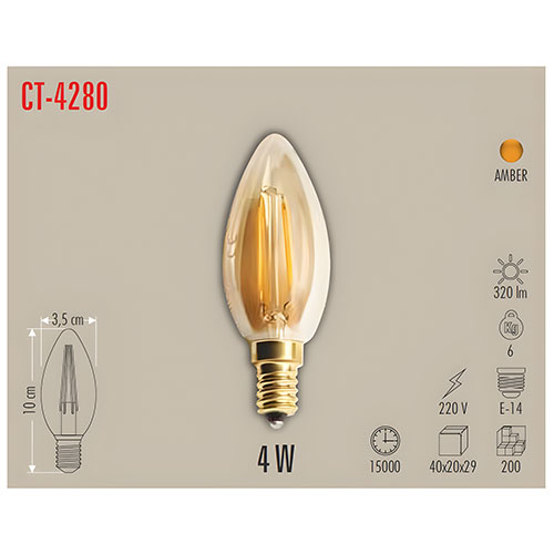 Cata Ct-4280 Rustik Led Buji Ampul / Amber