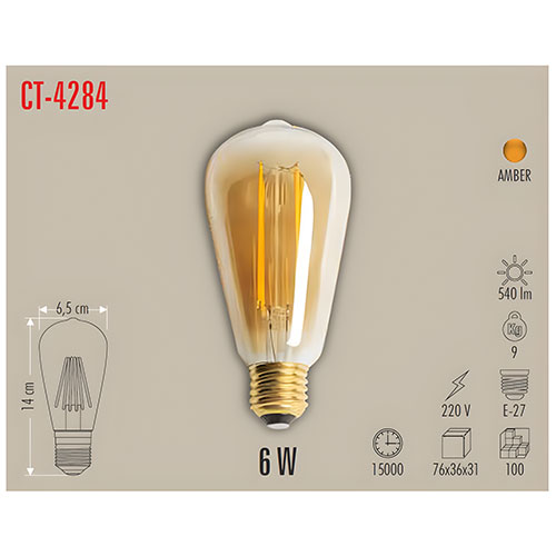 Cata Ct-4284 6W Rustik Led Ampul E27 Amber