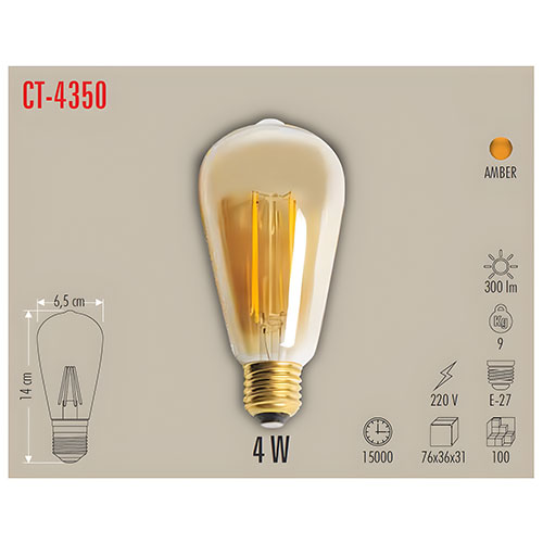 Cata Ct-4350 4W Rustik Led Ampul E27 / Amber