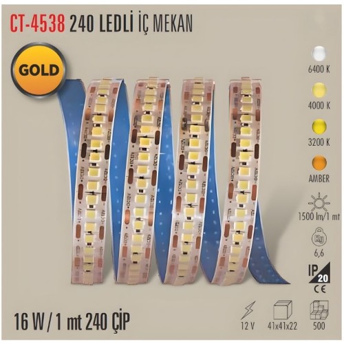 Cata Ct-4538 240 Çipli Şerit Led İç Mekan 4000K