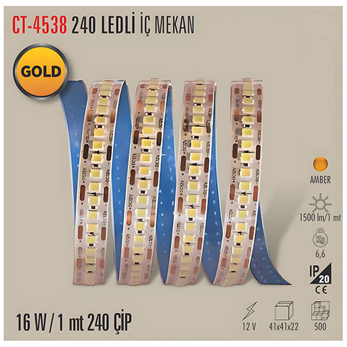 Cata Ct-4538 240 Çipli İç Mekan Şerit Led Amber