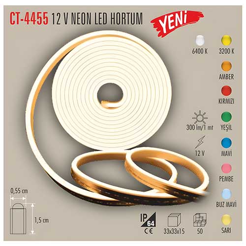 Cata Ct-4455 12V Neon Led Hortum (Buz Mavi)