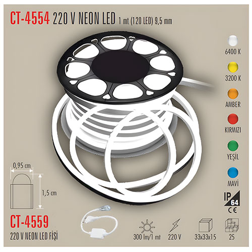 Cata Ct-4559 Neon Led Hortum Fişi