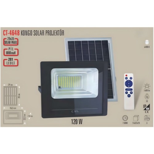 Cata Ct-4648 120W Solar Projektör / Beyaz