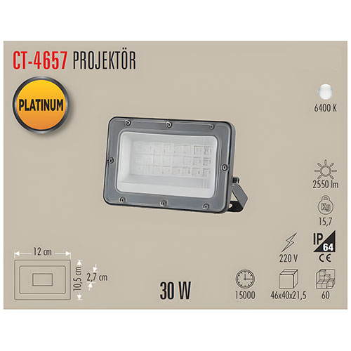 Cata Ct-4657 30W Platinum Led Projektör Beyaz
