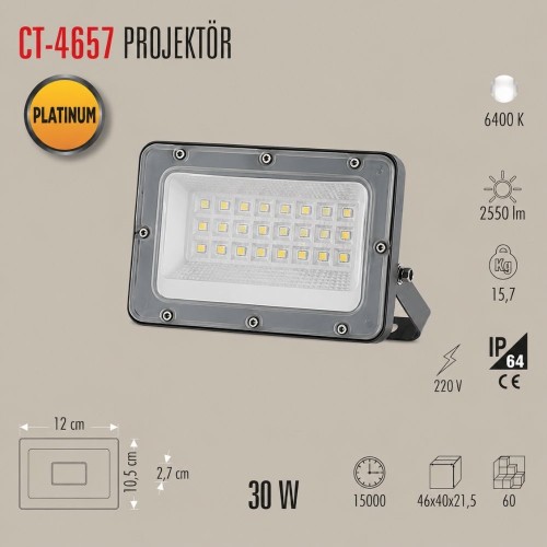 Cata Ct-4657 30W Platinum Led Projektör Beyaz