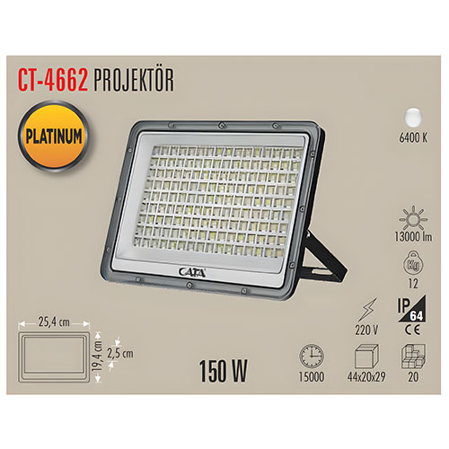 Cata Ct-4662 150W Slim Led Projektör (Beyaz)