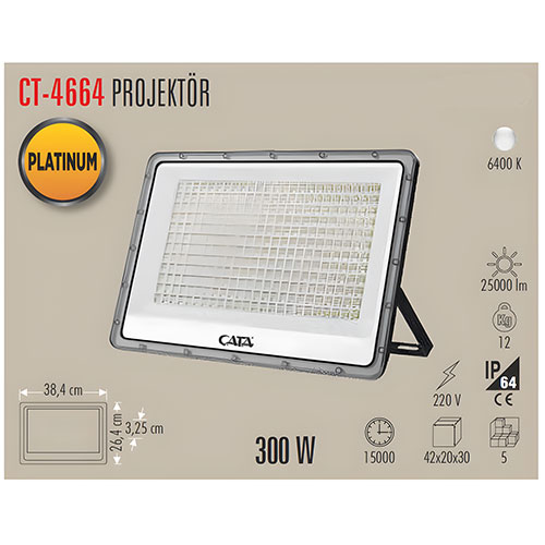Cata Ct-4664 300W Slim Led Projektör Beyaz