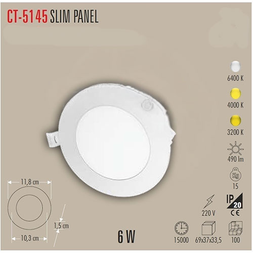 Cata Ct-5145 6W Panel Led Armatür / Günışığı