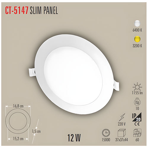 Cata Ct-5147 Eco 12W Panel Led Armatür / Günışığı