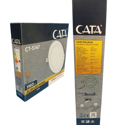 Cata Ct-5147 Eco 12W Panel Led Armatür / Günışığı