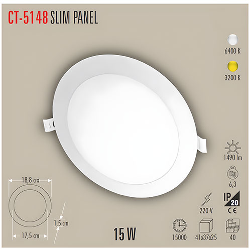 Cata Ct-5148 Eco 15W Panel Led Armatür / Günışığı