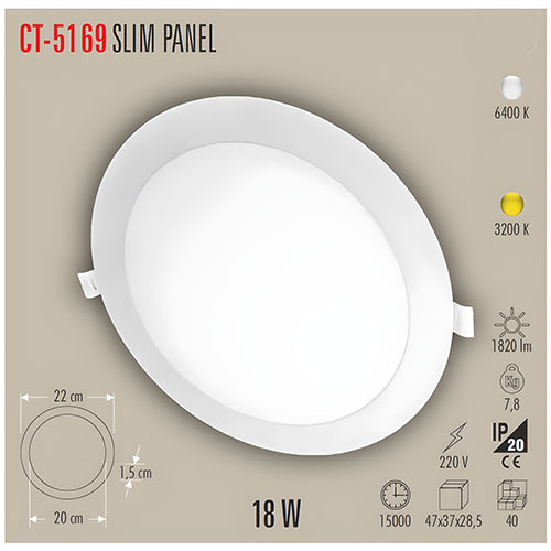 Cata CT-5169 Ct-5149 Eco 18W Panel Led Armatür / Beyaz