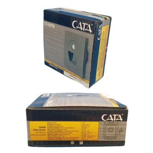 Cata Ct-5170 1W Sensörlü Ledli Koridor Armatür Siyah Kasa - Beyaz