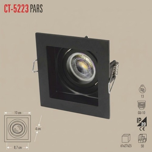 Cata Ct-5223 Pars Kare Spot Siyah Kasa