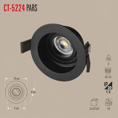 Cata Ct-5224 Pars Yuvarlak Siyah Kasa