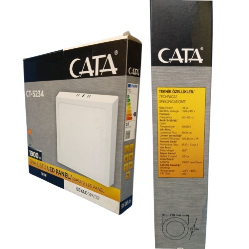 Cata Ct-5234 Eco 18W Panel Led Kare Armatür / Beyaz